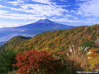山梨県三つ峠で撮影した秋の紅葉と富士山が美しい
