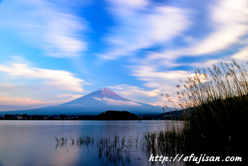 夕照に雲流れる｜富士山