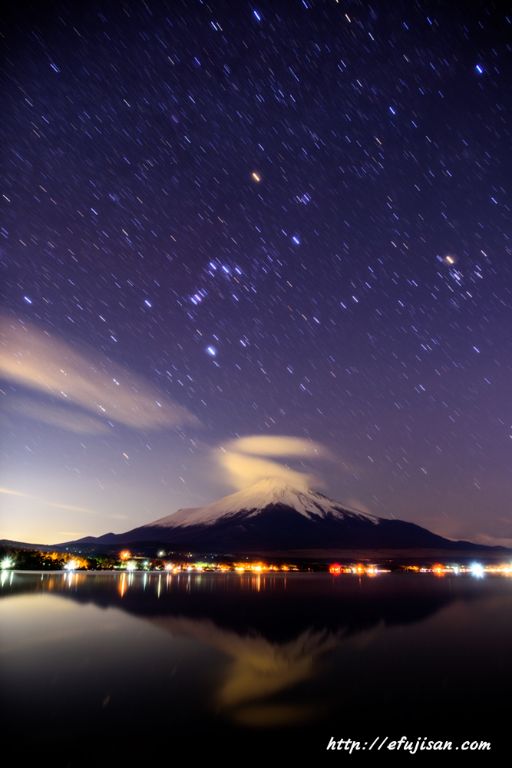 逆さ富士とオリオン座｜富士山