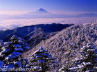 山梨県国師ケ岳からの雪景色と富士山