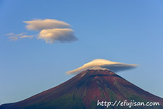 花の都公園で撮影した笠雲と吊るし雲と富士山