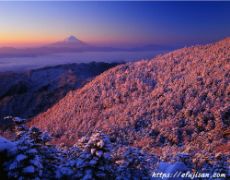 国師ケ岳の雪景色と富士山は憧れのカットです。