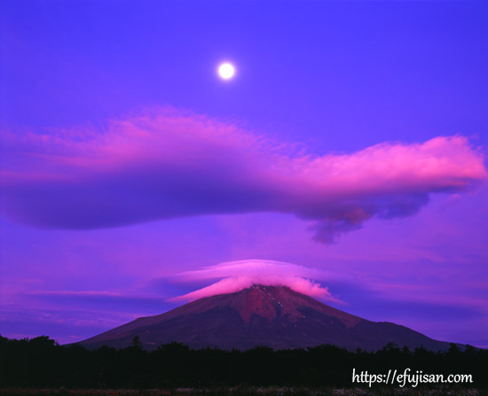 山梨県南都留郡山中湖村 花の都公園で撮影した吊るし雲と富士山
