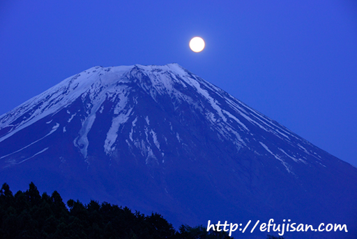 満月が富士山から昇ってきてどんどん離れていった。
